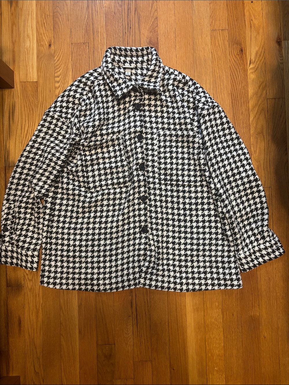 A New Day Black/Cream Houndstooth Button Down Jacket - Picture 4 of 9